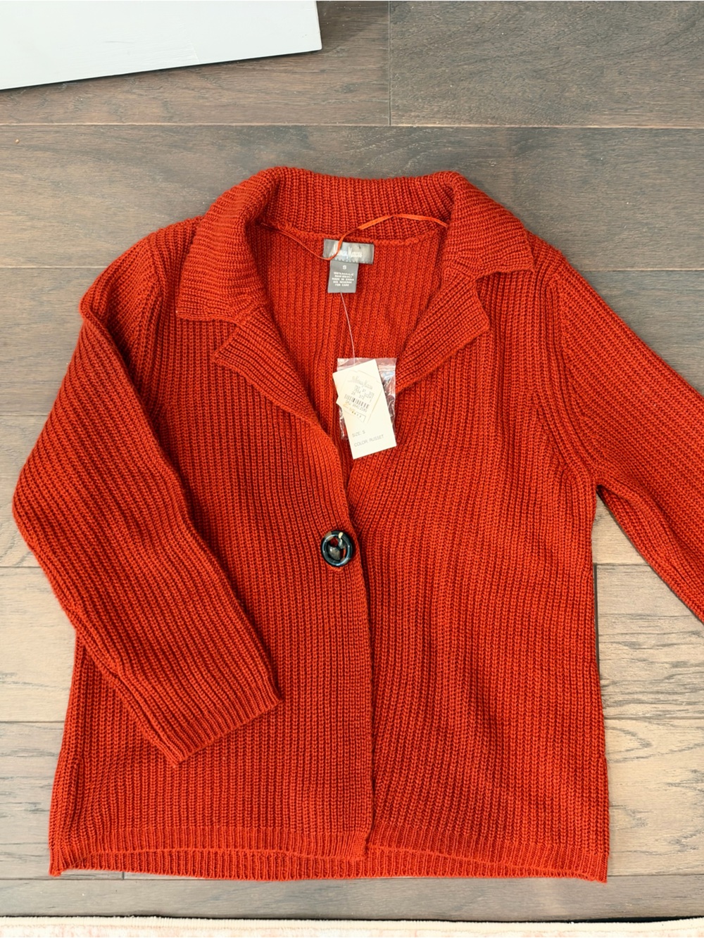Neiman Marcus Russet Ribbed Single-Button Cardigan NWT size small